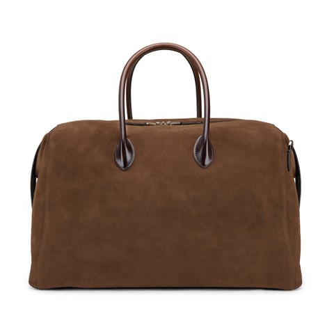 Brown suede and leather weekend bag - Santoni - 4