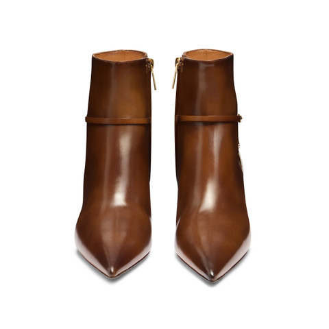 Braune Stiefeletten für Damen aus Leder mit mittelhohem Absatz - Santoni - 5