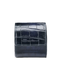 Funda para reloj pequeña en piel de aligátor azul - Santoni - 1