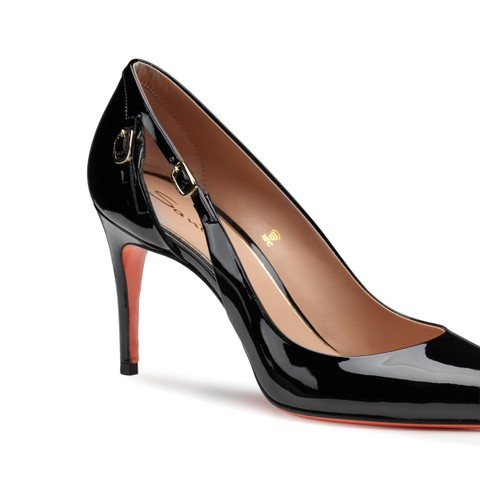 Women's black patent leather high-heel pump - Santoni - 5