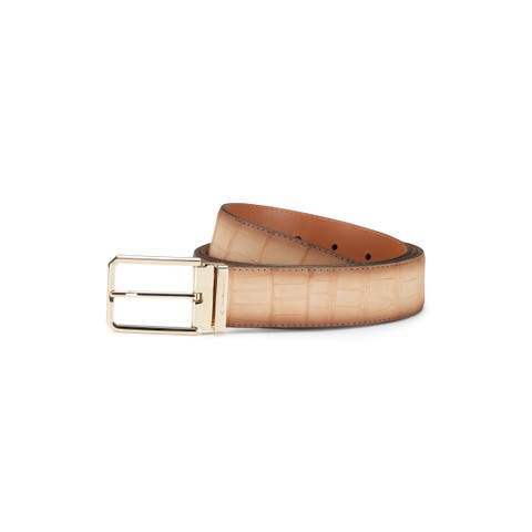 Brown alligator nubuck belt - Santoni - 1