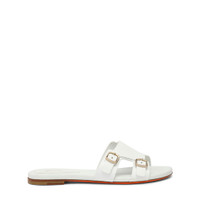 Wei&szlig;e Slider-Sandalen Didi f&uuml;r Damen aus Leder mit Doppelschnalle - Santoni - 1