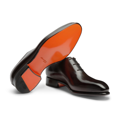 Men's polished brown leather Oxford shoe - Santoni - 4