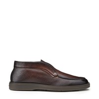 Men's dark brown tumbled leather desert boot - Santoni - 1