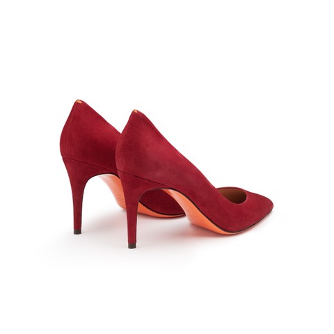Women's red suede high-heel pump - Santoni - 3
