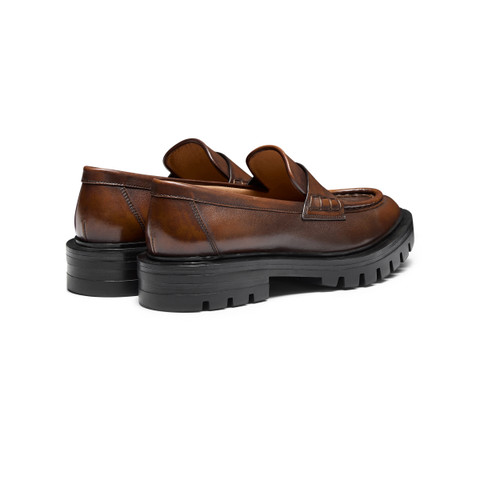 Women’s brown leather penny loafer - Santoni - 3