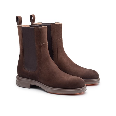 Women's dark brown suede Chelsea boot - Santoni - 2