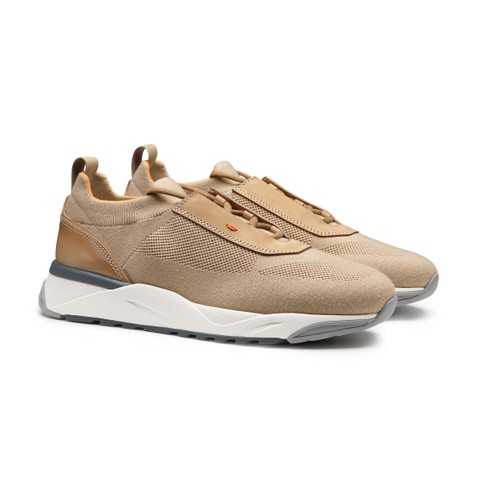 Men's beige stretch knit sneaker - Santoni - 2