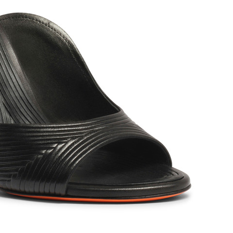 Women's black leather high-heel sandal - Santoni - 6