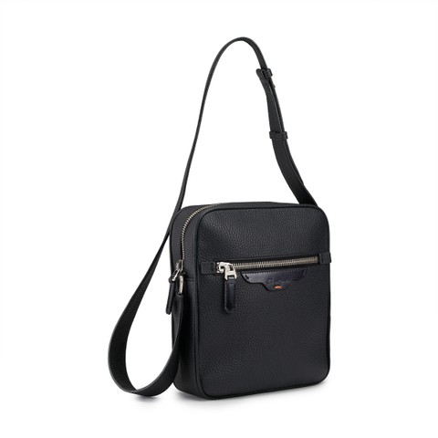 Black leather crossbody bag - Santoni - 2