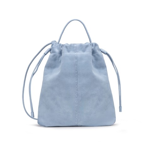 Sac bandouli&egrave;re en daim bleu clair - Santoni - 4