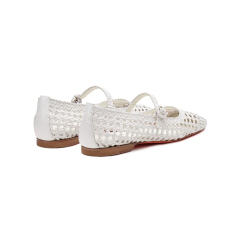 Women's white woven leather ballet flat - Santoni - 3