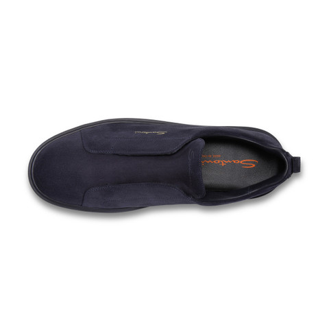 Men's blue suede slip-on sneaker - Santoni - 5