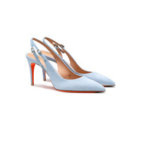 Women's light blue suede high-heel slingback - Santoni - 2