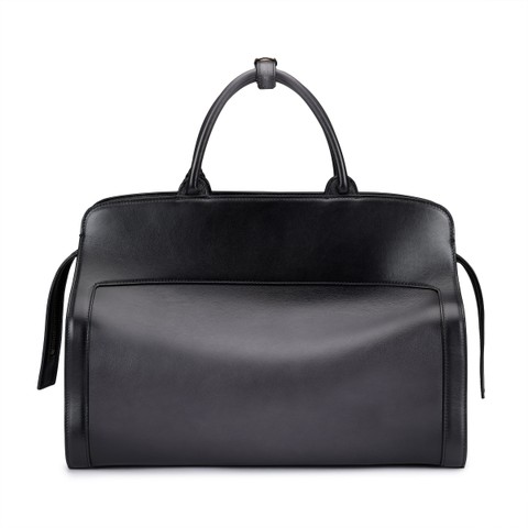 Sac &agrave; main en cuir gris - Santoni - 4