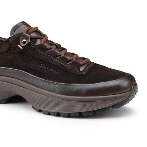 Men's dark brown leather and suede Easy Bounce Mountain sneaker - Santoni - 5