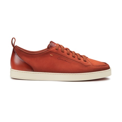 Men's orange nubuck Santoni Off-duty sneaker - Santoni - 1