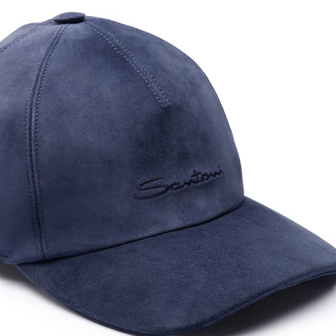Blue suede baseball cap - Santoni - 5