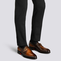 Men's brown leather single monk strap shoe - Santoni - 2