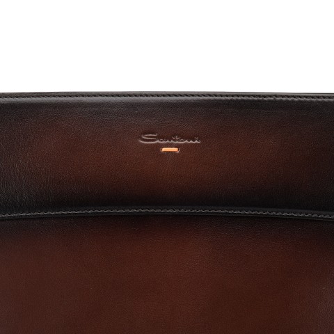 Dark brown leather pouch - Santoni - 5