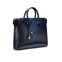 Blue leather Meraviglia Collection laptop bag - Santoni - 2
