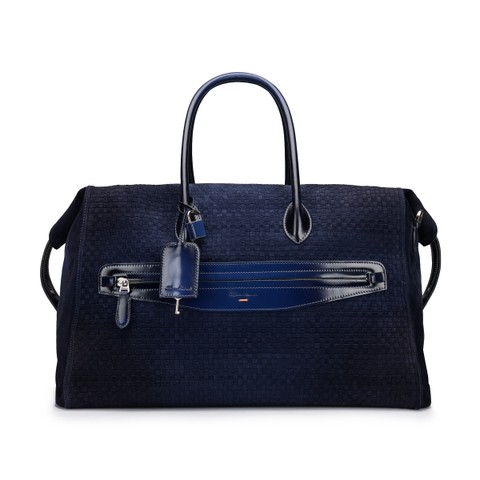 Blaue Reisetasche aus Wildleder und Leder - Santoni - 1