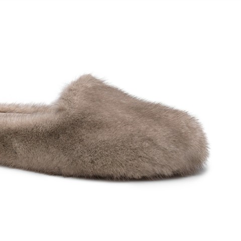 Women's natural mink slipper - Santoni - 4