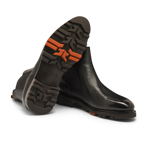 Men's black leather Chelsea boot - Santoni - 4