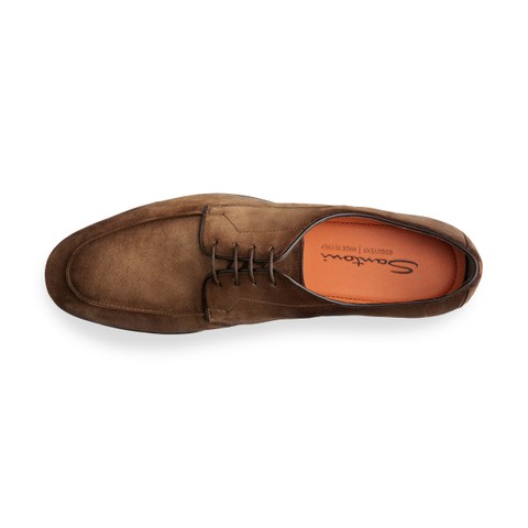 Men's brown suede Derby lace-up - Santoni - 4