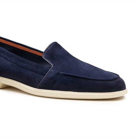 Mocassin en daim bleu pour femme - Santoni - 5