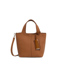 Hellbraune Handtasche aus getrommeltem Leder - Santoni - 1