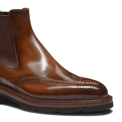 Men&rsquo;s brown leather Chelsea brogue boot - Santoni - 6