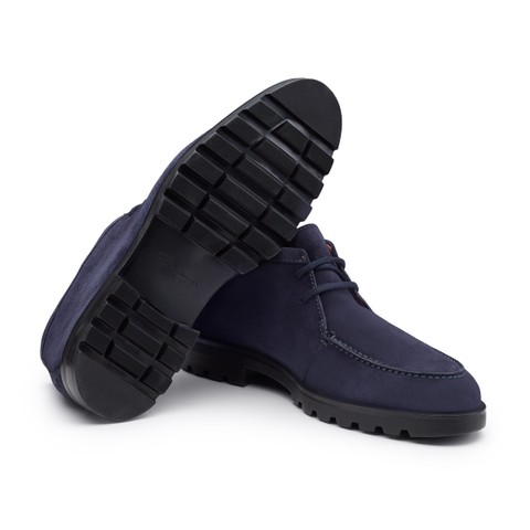 Men's blue suede desert boot - Santoni - 3