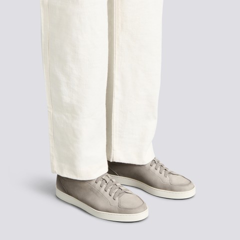 Men's beige nubuck Santoni Off-duty sneaker - Santoni - 2