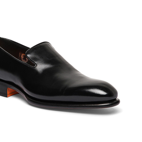 Men's black leather loafer - Santoni - 5