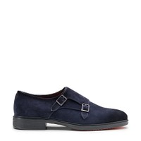 Men's blue suede Easy double monk straps shoe - Santoni - 1