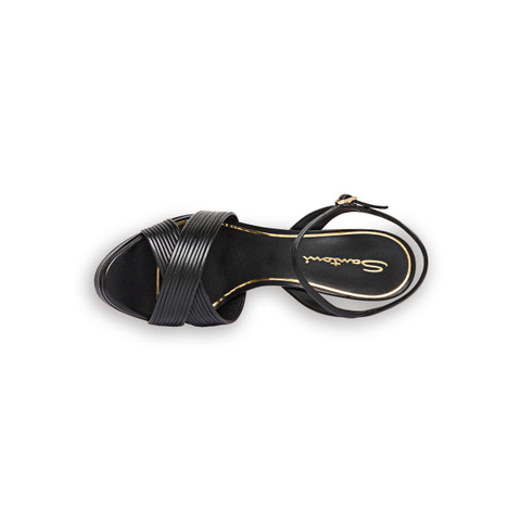 Women's black leather high-heel sandal - Santoni - 4