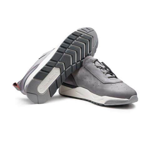 Men's grey nubuck sneaker - Santoni - 3