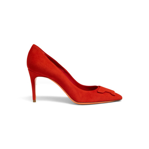 Women's red suede high-heel Santoni Sibille pump - Santoni - 1