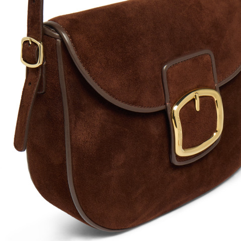 Dark brown suede crossbody bag - Santoni - 6