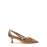 Women's bronze leather mid-heel Meraviglia Collection pump - Santoni - 1