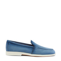 Azurblaue Loafer f&uuml;r Herren aus getrommeltem Nubuk - Santoni - 1