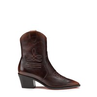 Women's brown leather texan ankle boot - Santoni - 1