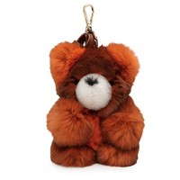 Orange fur and brown leather Teddy bear charm - Santoni - 1