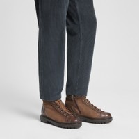 Men's dark brown leather hiking boot - Santoni - 2