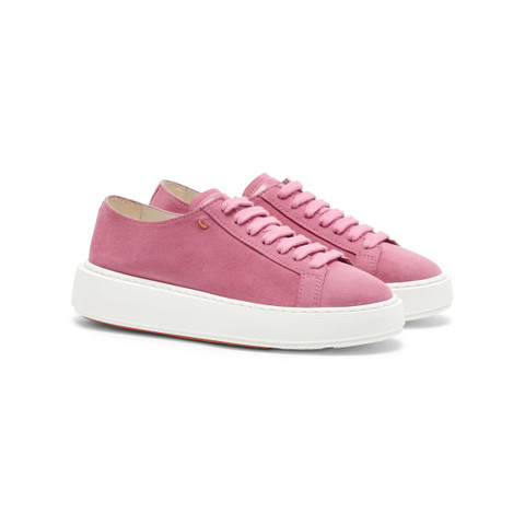 Women's pink suede sneaker - Santoni - 3