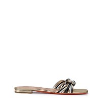 Women's gold, black and white leather slide sandal - Santoni - 1