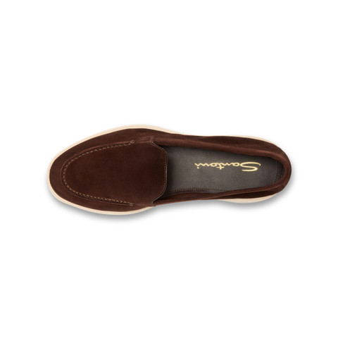 Women's dark brown suede loafer - Santoni - 4