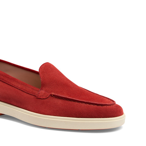 Mocassino da donna in suede rosso - Santoni - 6