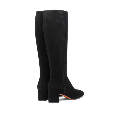 Women’s black suede mid-heel boot - Santoni - 3